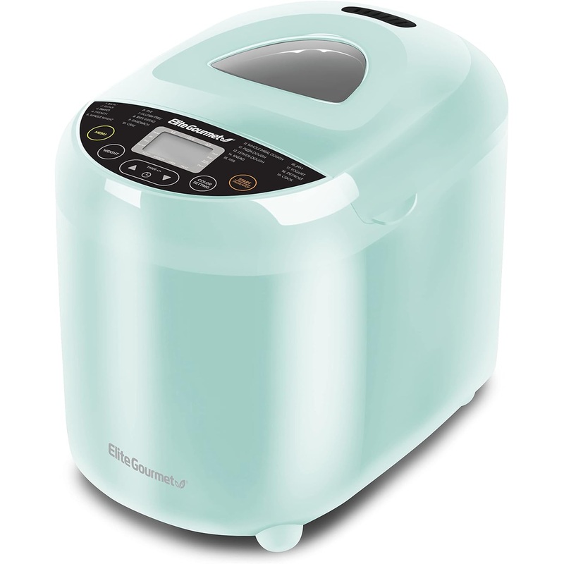 Elite Gourmet EBM8103M Programmable Bread Maker Machine 3 Loaf Sizes, 19 Menu Functions Gluten Free White Wheat Rye French and more, 2 Lbs, Mint | Bigbigmart.com