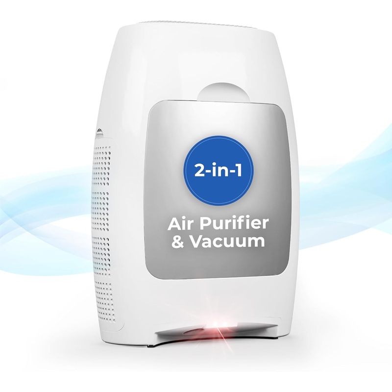 EyeVac Home Air 2-in-1 HEPA Air Purifier & Touchless Vacuum Automatic Dustpan – Ultra Fast & Powerful – Covers 600 Sq ft – Corded Canister Vacuum, Bagless, Automatic Sensors, 1000 Watt (Black) | Bigbigmart.com