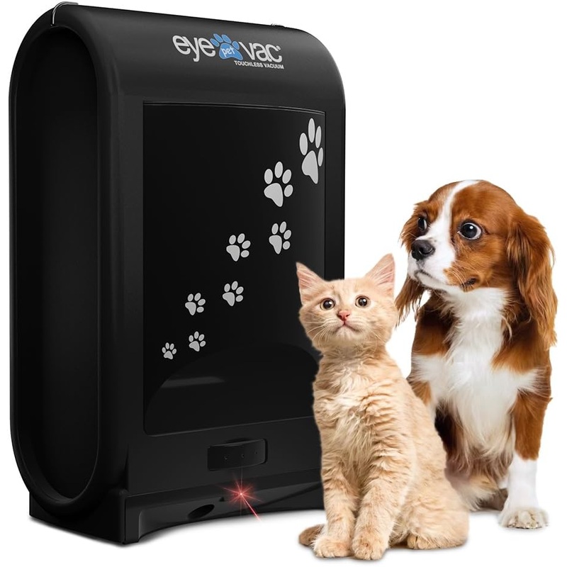 EyeVac Pet Touchless Vacuum Automatic Dustpan – Ultra Fast & Powerful – Great for Sweeping Cat Dog Pet Hair Food Dirt Kitchen, Corded Canister Vacuum, Bagless, Automatic Sensors, 1400 Watt (Black) | Bigbigmart.com