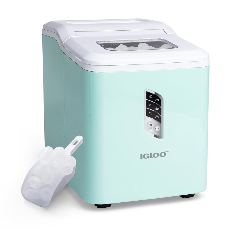 Igloo Automatic Ice Maker, Self- Cleaning, Countertop Size, 26 Pounds in 24 Hours, 9 Large or Small Ice Cubes in 7 Minutes, LED Control Panel, Scoop Included, Perfect for Water Bottles, Mixed Drinks | Bigbigmart.com