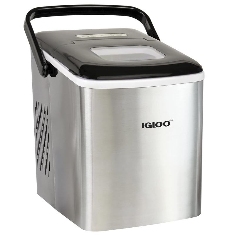Igloo Automatic Self-Cleaning Portable Electric Countertop Ice Maker Machine With Handle, 26 Pounds in 24 Hours, 9 Ice Cubes Ready in 7 minutes, With Ice Scoop and Basket, Stainless Steel | Bigbigmart.com