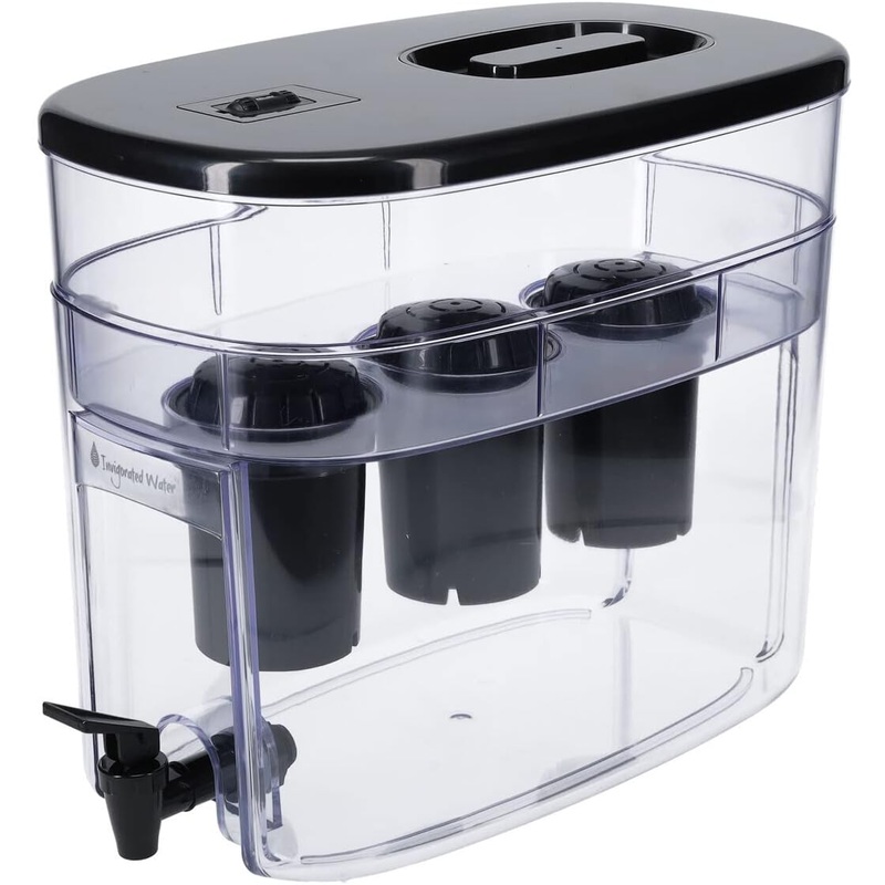 Invigorated Water Alkaline Water Machine – Alkaline Water Filter System – Countertop Water Filter Dispenser for Home or Office – 300 Gallon Water Filter Capacity – 3 x pH001 Alkaline Filter (Black) | Bigbigmart.com