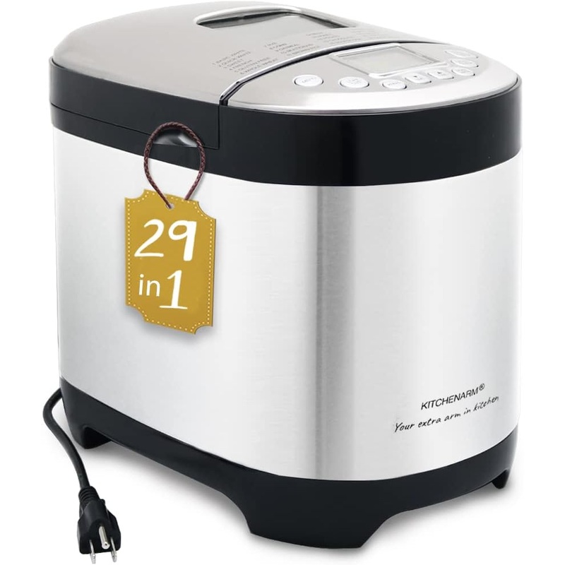 KITCHENARM 29-in-1 SMART Bread Machine with Gluten Free Setting 2LB 1.5LB 1LB Bread Maker Machine with Homemade Cycle – Stainless Steel Breadmaker with Recipes Whole Wheat Bread Making Machine | Bigbigmart.com