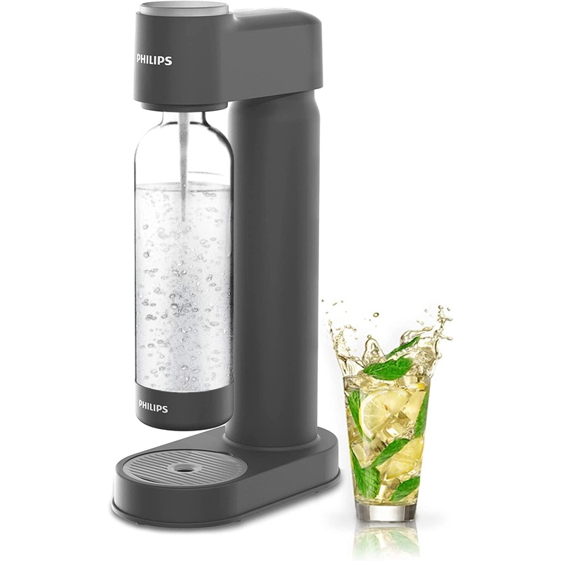 PHILIPS Sparkling Water Maker Soda Maker Machine for Home Carbonating with BPA free PET 1L Carbonating Bottle, Compatible with Any Screw-in 60L CO2 Exchange Carbonator(NOT Included), Grey Plastic | Bigbigmart.com