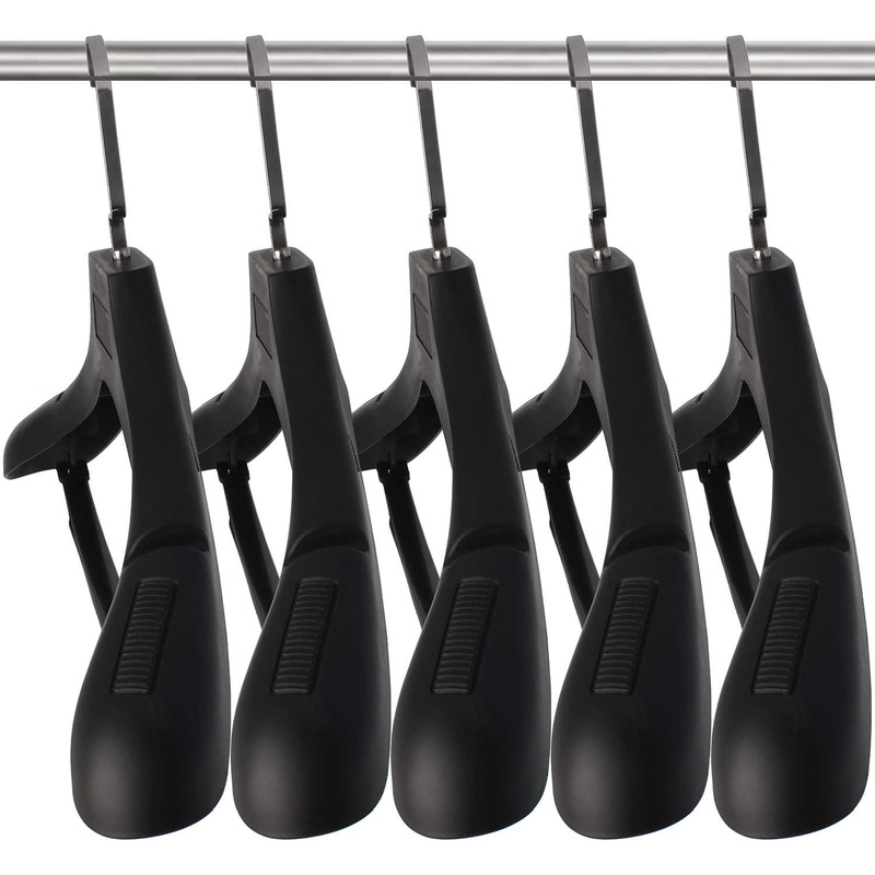 Plastic Extra Wide Suit Hangers, Pack of 15, Width: 17.7,Notched Shoulders & Swivel Hooks, Black | Bigbigmart.com