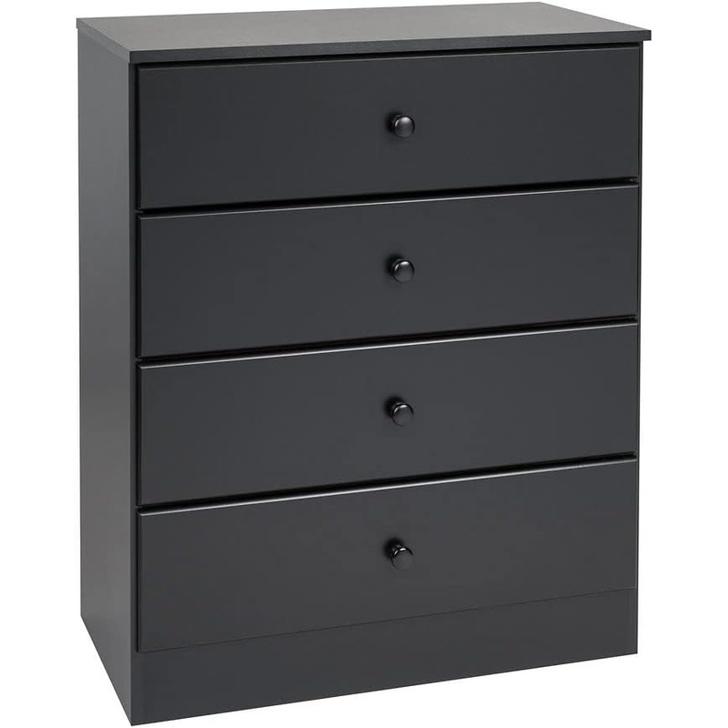 Prepac Astrid 4 Drawer Dresser for Bedroom, Chest of Drawers, Bedroom Furniture, Clothes Storage and Organizer, 16 D x 30 W x 36.25 H, Black, BDBR-0401-1 | Bigbigmart.com