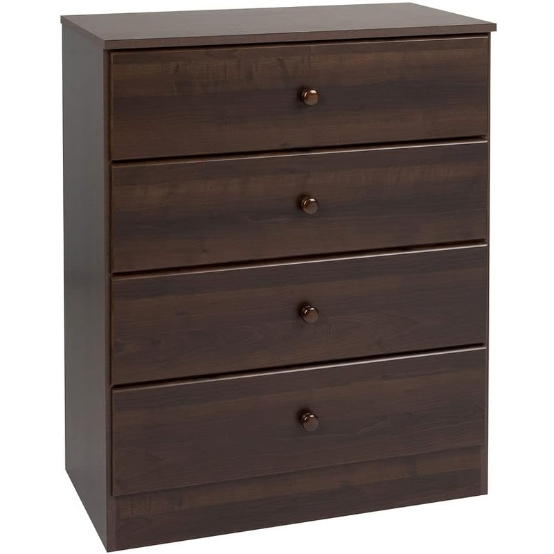 Prepac Astrid Simplistic 4-Drawer Dresser for Bedroom, Functional Bedroom Dresser Chest of Drawers 16 D x 30 W x 36.25 H, Espresso, EDBR-0401-1 | Bigbigmart.com