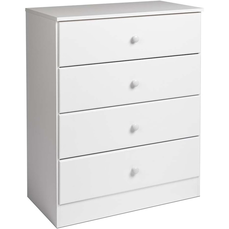 Prepac Astrid Simplistic 4-Drawer Dresser for Bedroom, Functional Bedroom Dresser Chest of Drawers 16 D x 30 W x 36.25 H, White, WDBR-0401-1 | Bigbigmart.com