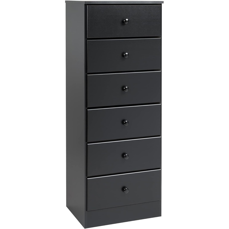 Prepac Astrid Tall Black Dresser: 16D x 20W x 52H, 6-Drawer Chest for Bedroom by Prepac – Perfect Chest of Drawers for Ample Storage | Bigbigmart.com