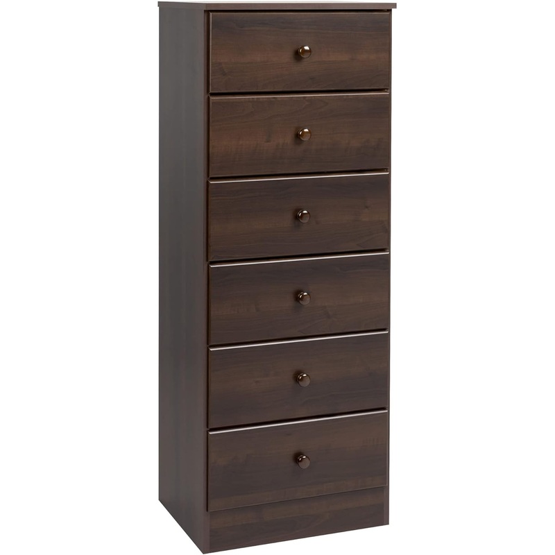 Prepac Astrid Tall Brown Dresser: 16D x 20W x 52H, 6-Drawer Chest for Bedroom by Prepac – Perfect Chest of Drawers for Ample Storage, Espresso | Bigbigmart.com