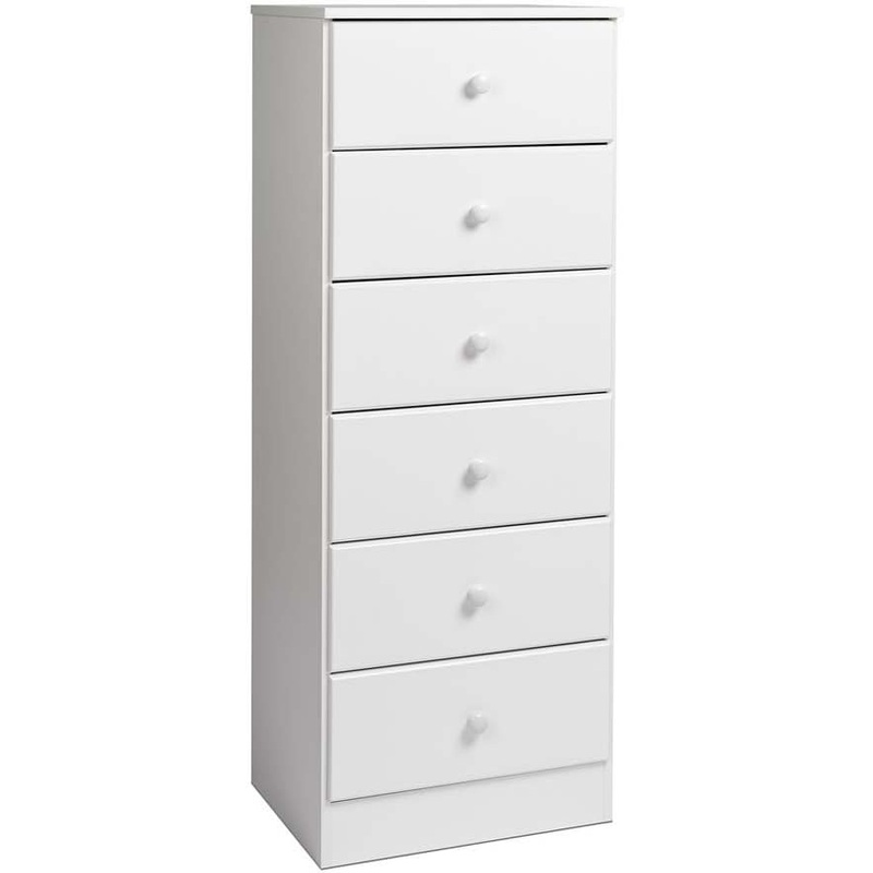 Prepac Astrid Tall White Dresser: 16D x 20W x 52H, 6-Drawer Chest for Bedroom by Prepac – Perfect Chest of Drawers for Ample Storage | Bigbigmart.com
