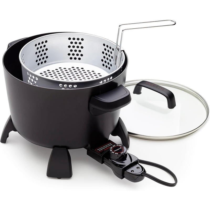 Presto 8-Quart Big Kettle, Steamer and Deep Fryer Multi-Cooker, Black | Bigbigmart.com