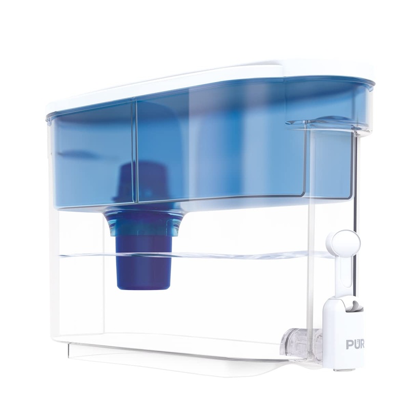 PUR 30-Cup Water Filter Dispenser with 1 Genuine PUR Filter, Large 30-Cup Capacity, 2-in-1 Powerful, Faster Filtration, White/Blue (DS1800Z)