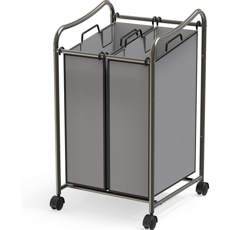 Simple Houseware 2 Bags Laundry Sorter, Dark Grey | Bigbigmart.com