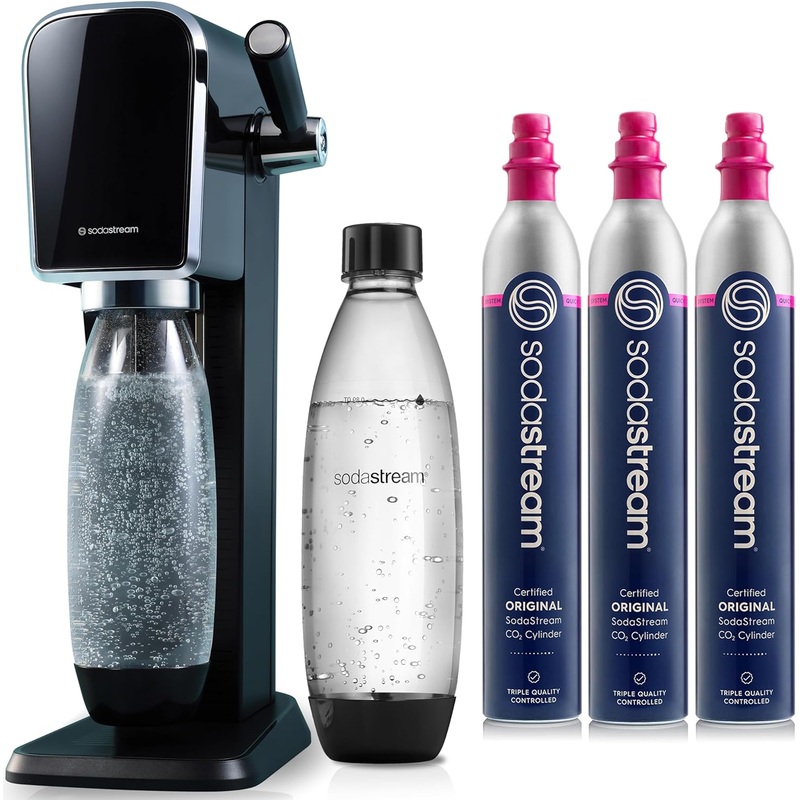 SodaStream Art Sparkling Water Maker Bundle in Black, with 3-Pack CO2 and Carbonating Bottle | Bigbigmart.com
