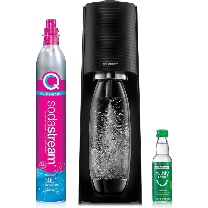 SodaStream Terra Sparkling Water Maker (Black) with CO2, DWS Bottle and Bubly Drop, Battery Powered | Bigbigmart.com