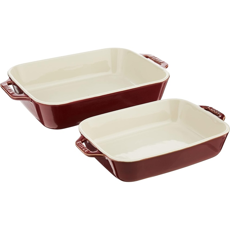 STAUB Ceramics Rectangular Baking Dish Set, 2 pc, Red | Bigbigmart.com