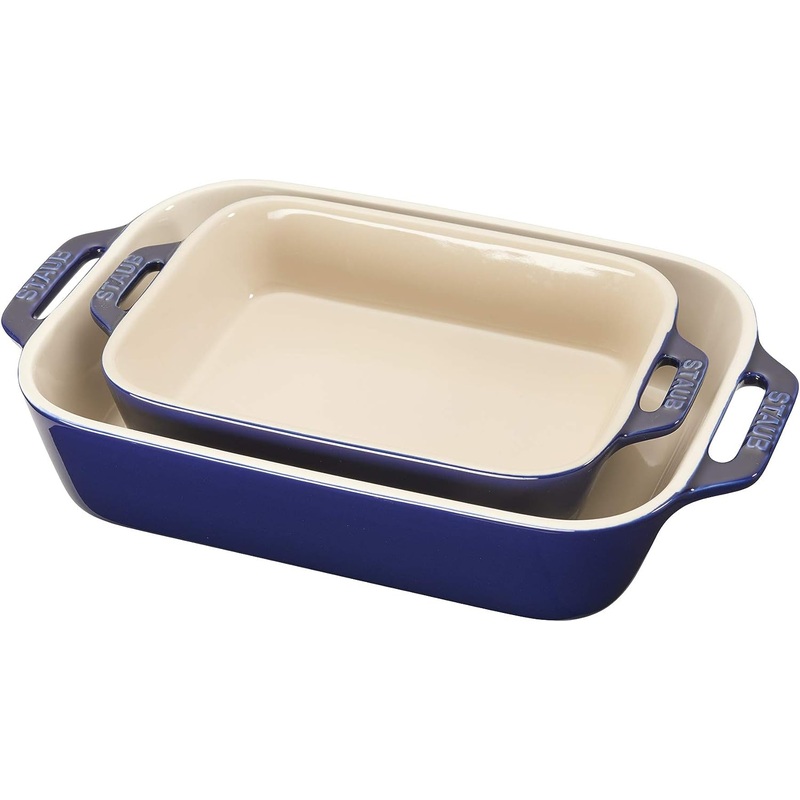 STAUB Ceramics Rectangular Baking Dish Set, Dark Blue, 2 count pack of 1 | Bigbigmart.com