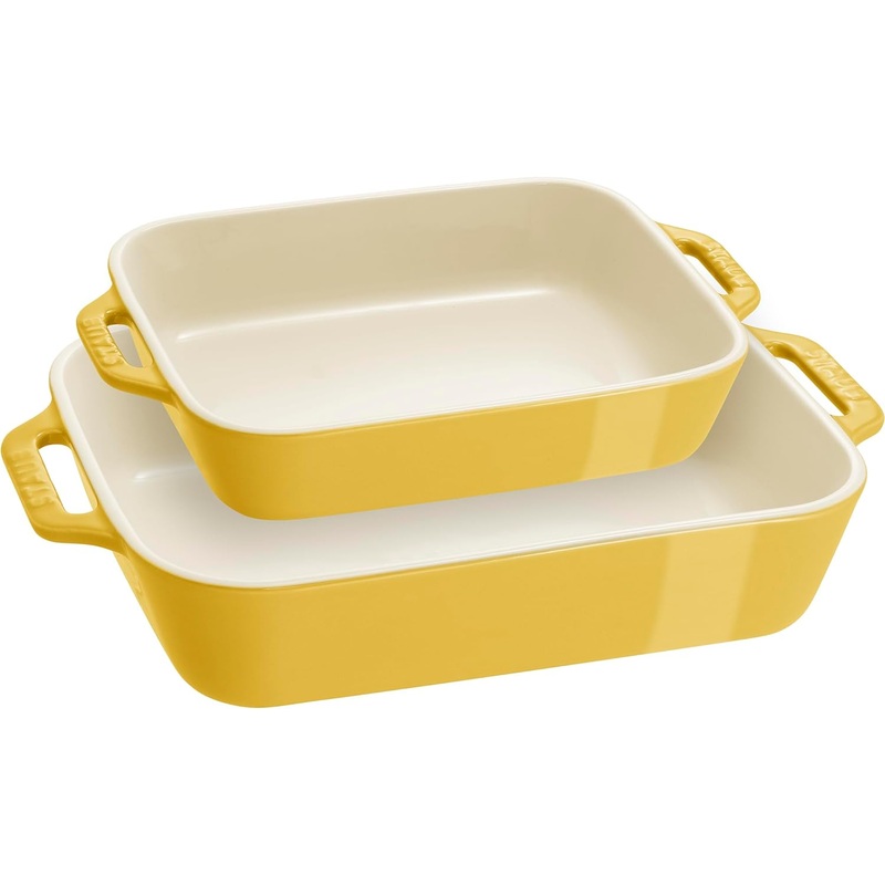 STAUB Stoneware Gratins Ceramics Rectangular Baking Set, Casserole Dish, 2-Piece, Citron, 2-pc | Bigbigmart.com