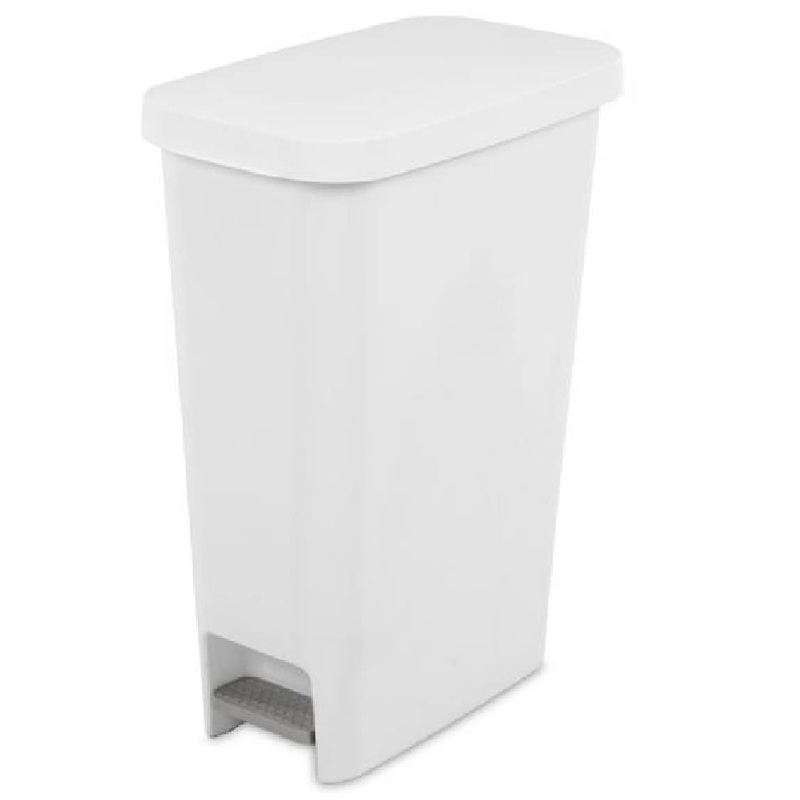 Sterilite 10588004 Slim Stepon Wastebasket, White, 11 Gallon | Bigbigmart.com
