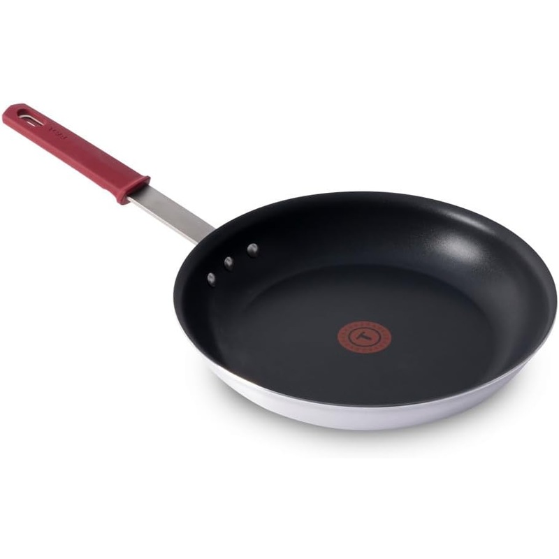 T-fal Professional VX3 Brushed Nonstick Fry Pan with Stainless Steel Handle 12 Inch, Oven Broiler Safe 400F, Cookware, Pots and Pans, Skillet, Restaurant & Business Grade, Certified NSF and CBA, Black | Bigbigmart.com