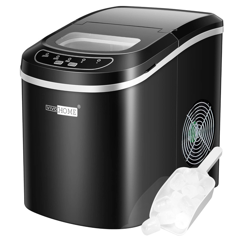 VIVOHOME Electric Portable Compact Countertop Automatic Ice Cube Maker Machine with Hand Scoop and Self Cleaning Function 26lbs/Day Black | Bigbigmart.com