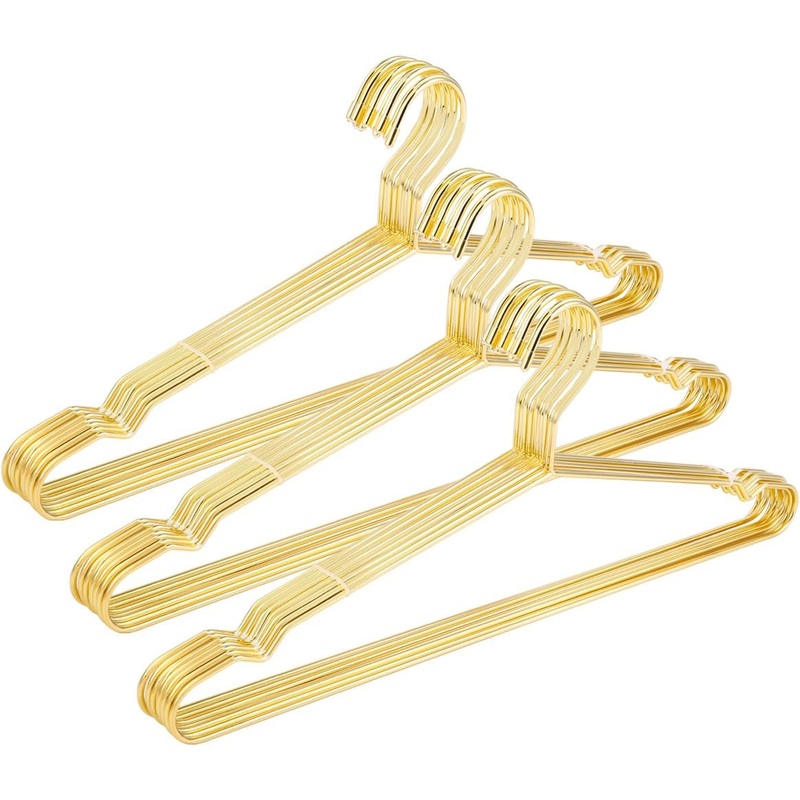 17.7 Strong Metal Wire Clothes Hangers, Coat, Standard Suit Hangers, Ideal for Everyday Use, 30 Pack, Gold | Bigbigmart.com
