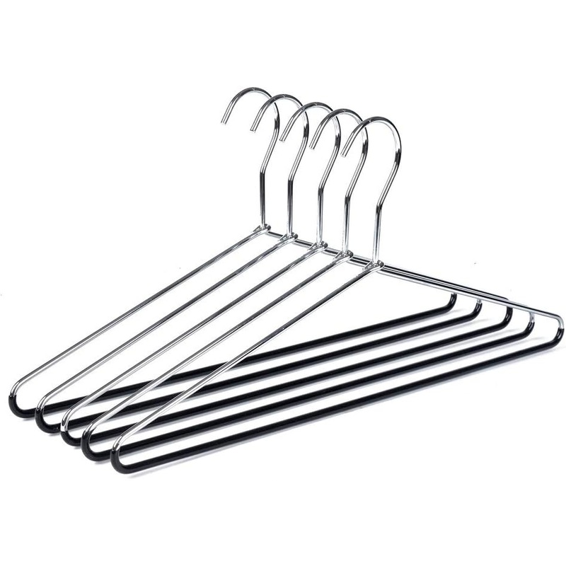 30 Quality Heavy Duty Metal Coat Hangers with Black Rubber Coating for Non Slip Pants (30) | Bigbigmart.com