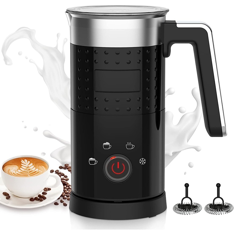 4 in 1 Electric Milk Frother: 10oz/350 mL Large Capacity Electric Milk Steamer for Hot and Cold Milk Froth – Automatic Milk Frother & Warmer for Latte, Cappuccinos, Macchiato, Hot Chocolate | Bigbigmart.com