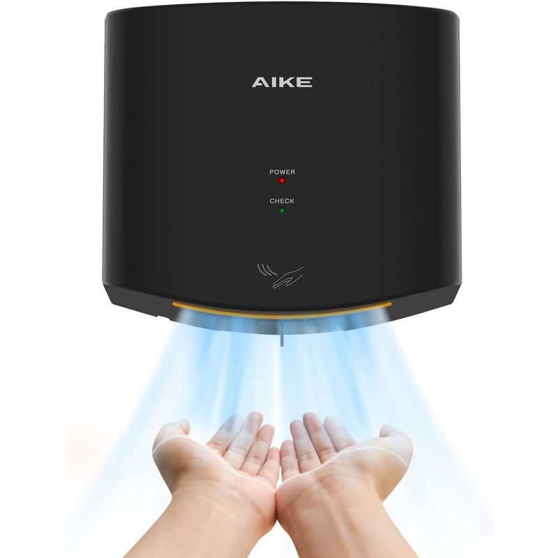 AIKE Air Wiper Compact Hand Dryer 110V 1400W Black (with 2 Pin Plug) Model AK2630 | Bigbigmart.com