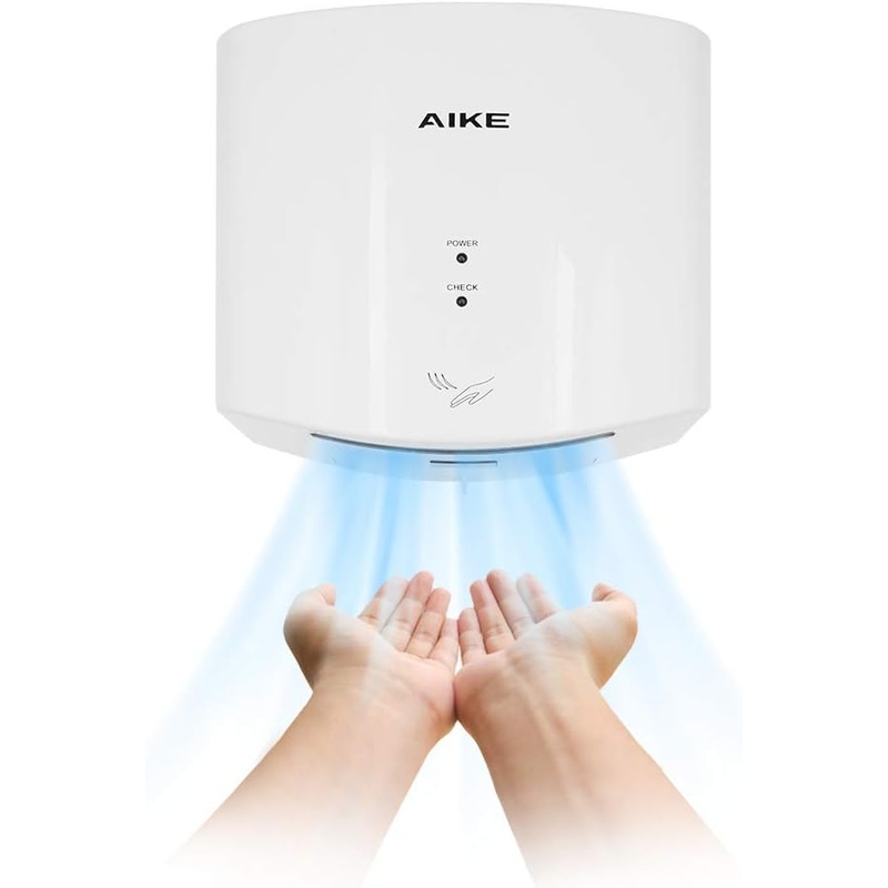 AIKE Air Wiper Compact Hand Dryer 110V 1400W White (with 2 Pin Plug) Model AK2630 | Bigbigmart.com