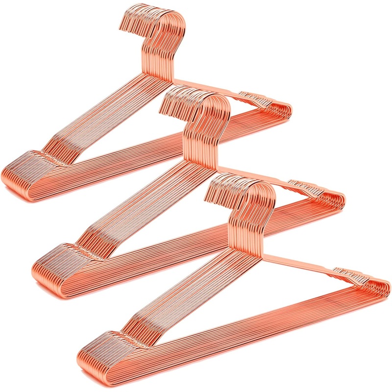 Amber Home 17 Rose Gold Strong Metal Hanger 30 Pack, Copper Clothes Hangers, Heavy Duty Coat Hangers, Standard Suit Hangers for Jacket, Shirt, Dress (Copper, 30) | Bigbigmart.com