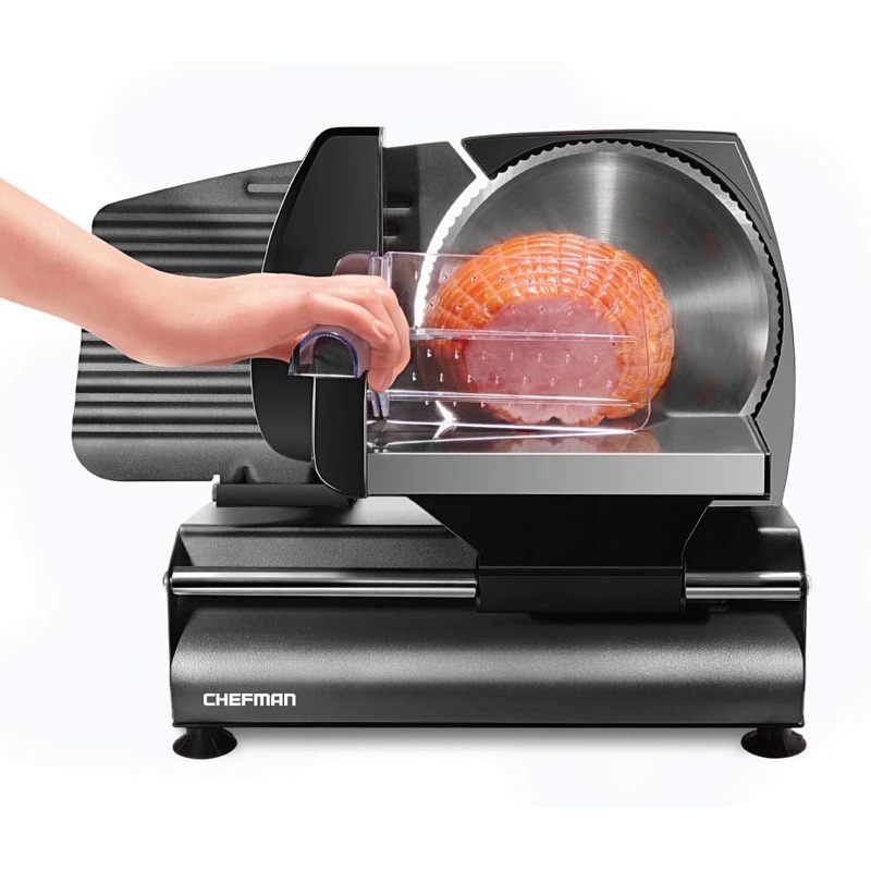 Chefman Electric Deli Slicer With Adjustable Slices, Stainless Steel Blades, Safe Feet – For Ham, Cheese, Bread, Fruit & Veggies | Bigbigmart.com