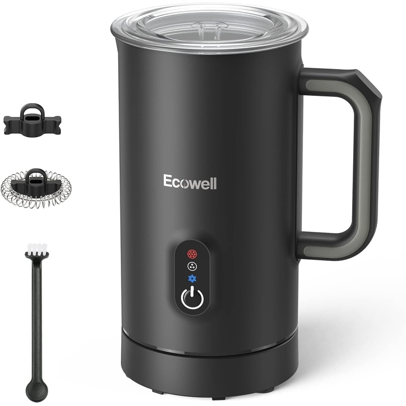 ECOWELL Milk Frother and Steamer, Frother for Coffee, 8.1oz/240ml Coffee Frother Electric, Warm and Cold Foam Frother, Milk Steamer and Frother for Latte, Macchiato, Cappuccinos, WMMF01, Black | Bigbigmart.com