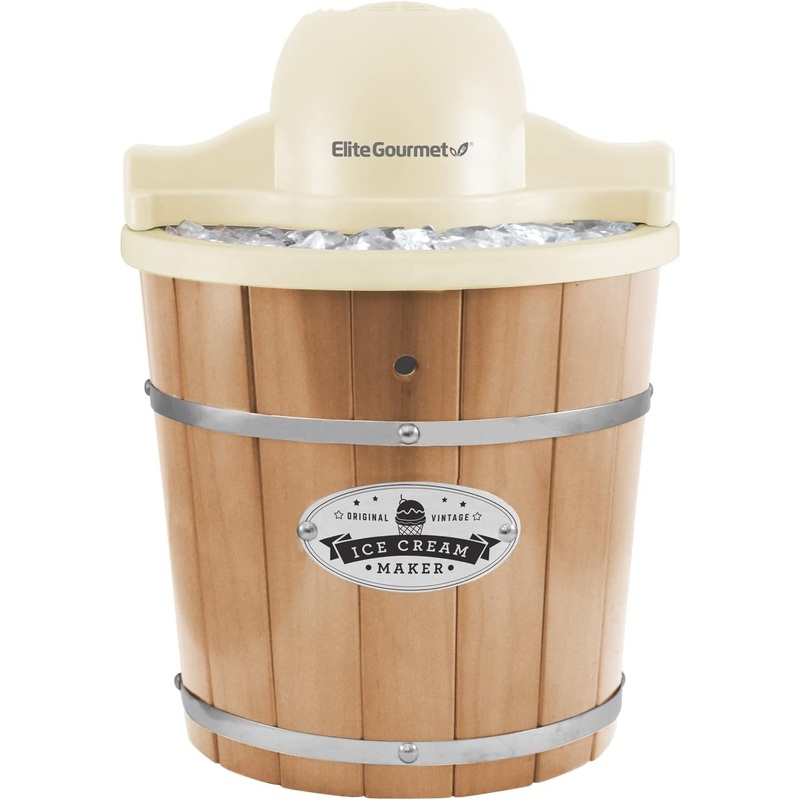 Elite Gourmet EIM-924L# 4 quart Old Fashioned Electric Ice Cream Maker, Pine Bucket | Bigbigmart.com
