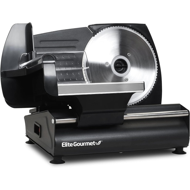 Elite Gourmet EMT-625B Ultimate Precision Electric Deli Food Meat Slicer Removable Stainless Steel Blade, Adjustable Thickness, Ideal for Cold Cuts, Hard Cheese, Vegetables & Bread, 7.5, Black | Bigbigmart.com