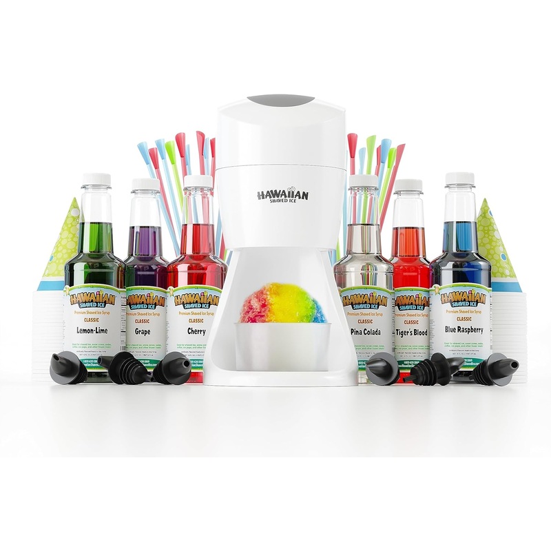 Hawaiian Shaved Ice S900A Shaved Ice and Snow Cone Machine with 6 Flavor Syrup Pack and Accessories | Bigbigmart.com