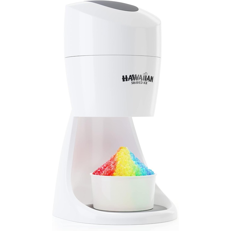 Hawaiian Shaved Ice S900A Snow Cone and Shaved Ice Machine with 2 Reusable Plastic Ice Mold Cups, Non-slip Mat, Instruction Manual, 1-year Manufacturers Warranty, 120V, White | Bigbigmart.com