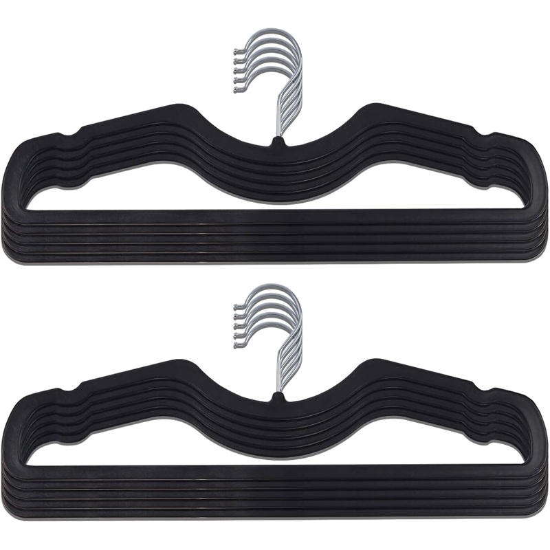 Higher Hangers Slimline Black Plastic Premium Clothes Hangers, Space-Saving Heavy-Duty Closet Organizer, Ideal for College Dorms, RVs Homes & More, Increases Closet Capacity, Durable Design, 40 Pack | Bigbigmart.com