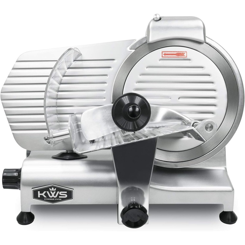 KWS MS-10NS 320W Motor Electric Meat Slicer 10-Inch with 304 Stainless Steel Blade, Frozen Meat/Cheese/Food Slicer Low Noise Commercial and Home Use [ ETL, NSF Certified ] | Bigbigmart.com