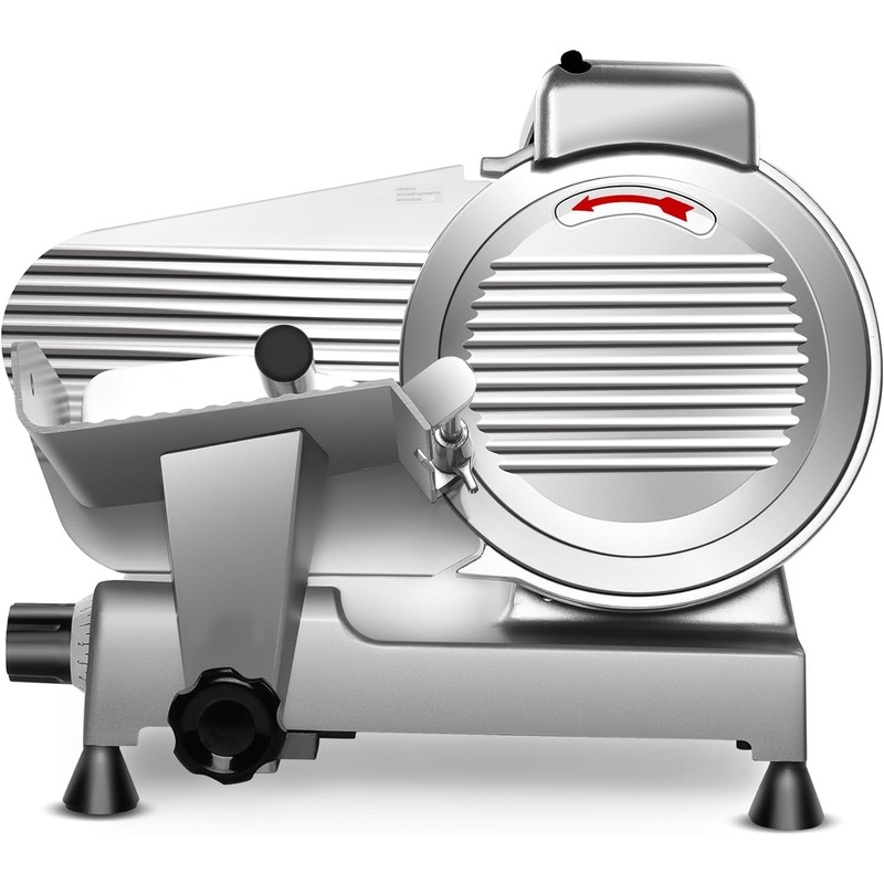 Meat Slicer Machine,10 inch Commercial Meat Slicer, 240W Frozen Meat Cheese Deli Slicer,Premium Chromium-plated Steel Blade Semi-Auto Foody Slicer for Commercial and Home Use,Low Noises | Bigbigmart.com