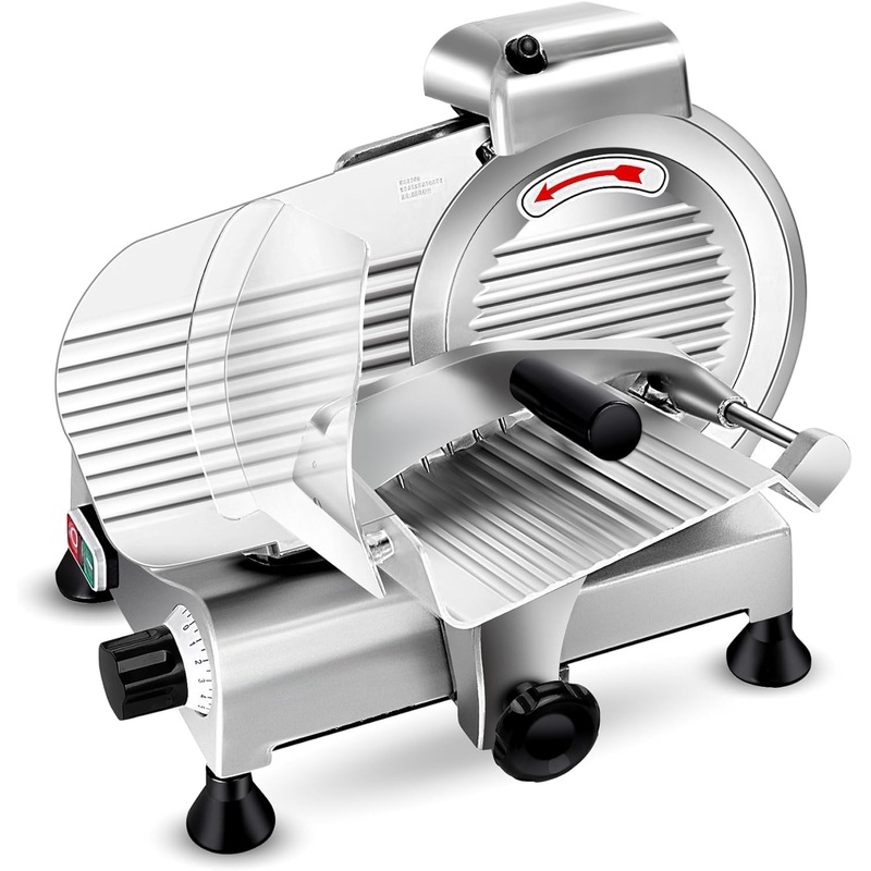 Meat Slicer, Meat Slicer Machine for Home and Commercial, 210W Frozen Meat Cheese Deli Slicer with 8.5 Chromium-plated Steel Blade, 0-1/2 Adjustable Thickness Semi-Auto Frozen Meat Slicer | Bigbigmart.com