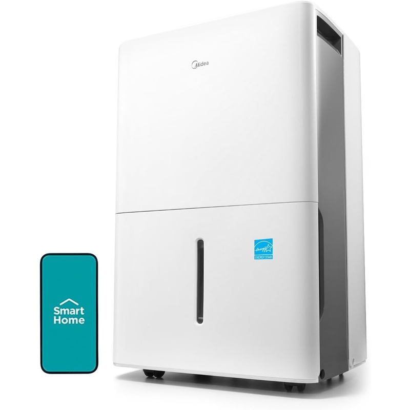 Midea 4,500 Sq. Ft. Energy Star Certified Dehumidifier With Pump Included 50 Pint – Ideal For Basements, Large & Medium Sized Rooms, And Bathrooms (White) | Bigbigmart.com