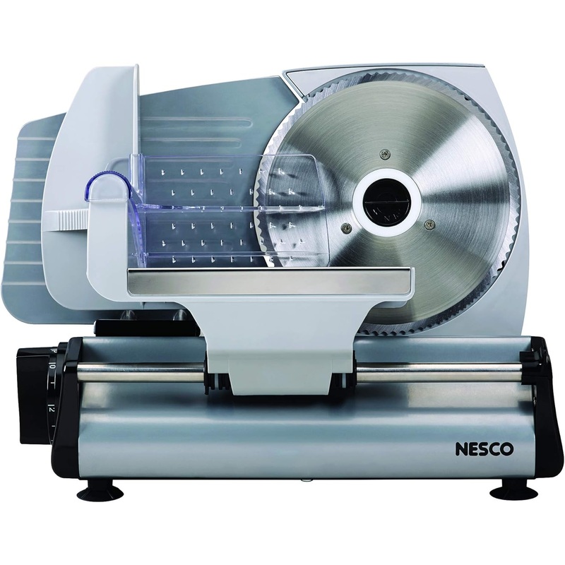 NESCO FS-200, Food Slicer, Gray, Aluminum with 7.5 inch Stainless Steel Blade, 180 watts, One Size | Bigbigmart.com