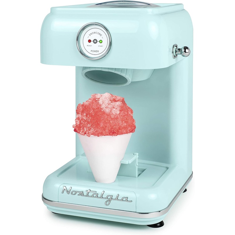 Nostalgia Snow Cone Shaved Ice Machine – Retro Table-Top Slushie Machine – Includes 1 Reusable Plastic Cup – Aqua | Bigbigmart.com