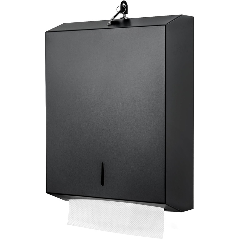 Paper Towel Dispenser Wall Mount Commercial c fold Multifold Trifold, Touchless Hand Towel Dispenser with Lock, (Matte Black) | Bigbigmart.com