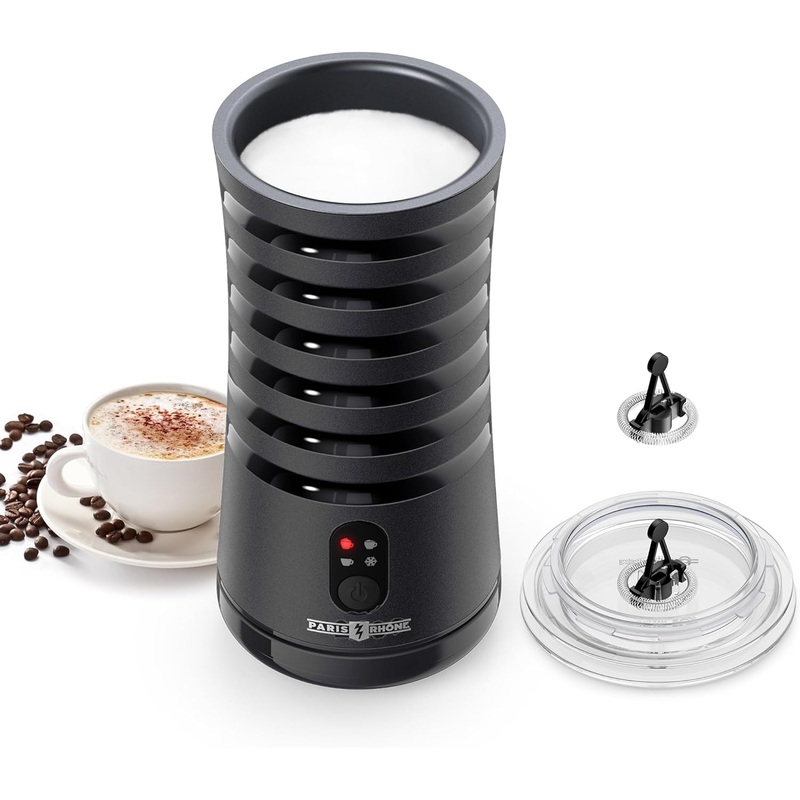 Paris Rhne Milk Frother, 4-in-1 Milk Steamer and Frother, Hot & Cold Foam Milk Warmer with Temperature Control, Auto Shut-Off Frother for Coffee, Latte, Cappuccino, Macchiato, Pitch | Bigbigmart.com
