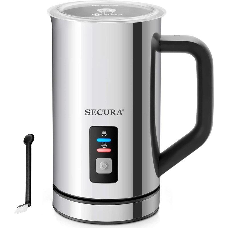 Secura Milk Frother, Electric Milk Steamer Stainless Steel, 8.4oz/250ml Automatic Hot and Cold Foam Maker and Milk Warmer for Latte, Cappuccinos, Macchiato, 120V | Bigbigmart.com