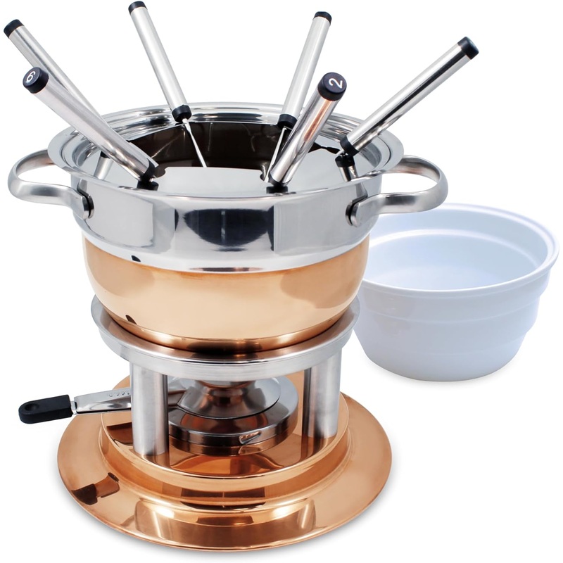 Swissmar Lausanne 11 Piece Copper Plated Fondue Set | Bigbigmart.com