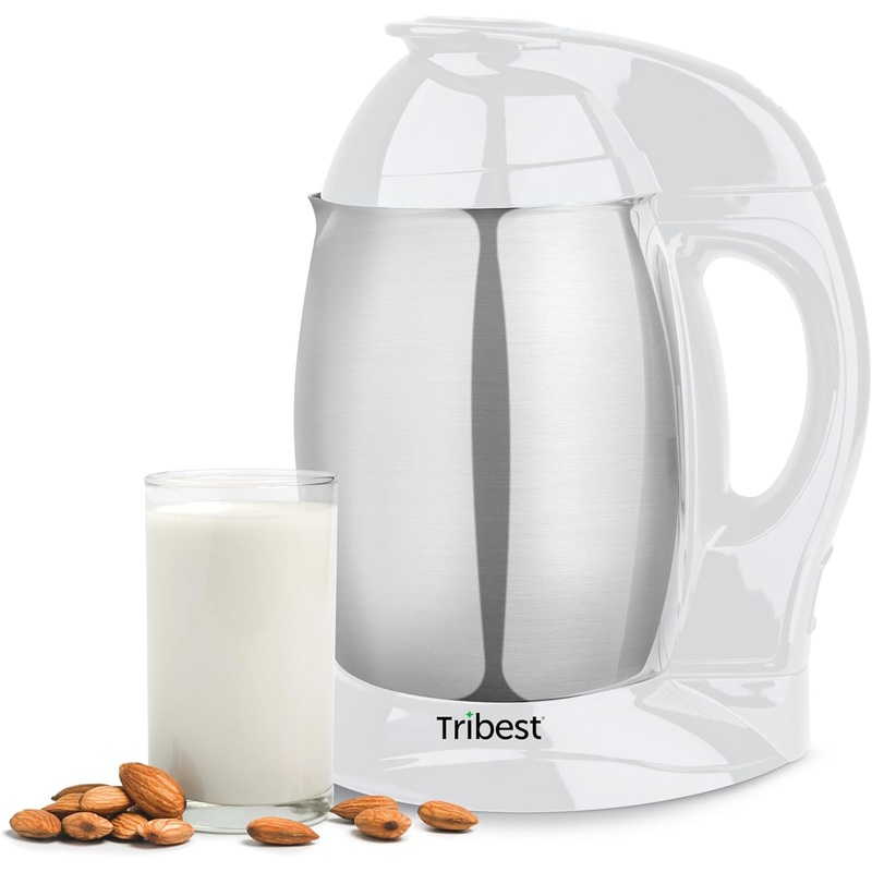 Tribest Soyabella SB-130 Deluxe Automatic Nut Milk Maker & Soy Milk Maker Machine, White/Stainless Steel | Bigbigmart.com